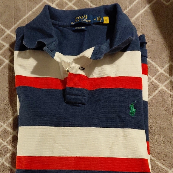 Ralph Lauren Navy and Red Striped Polo - Picture 2 of 2